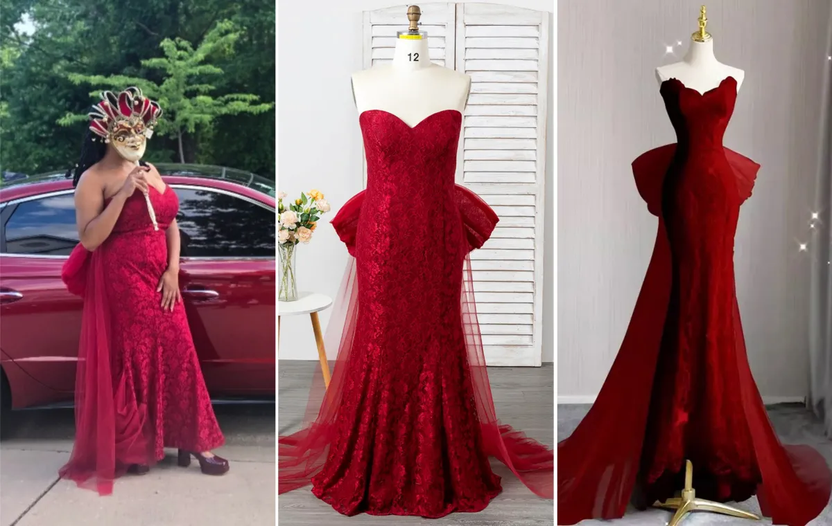 Burgundy Mermaid Prom Dress with Bow in Back