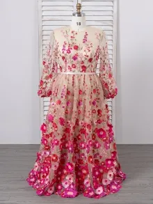 Lunss fuchsia lace champagne maid of honor dress