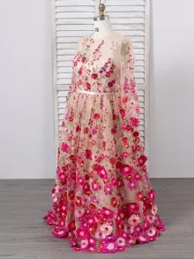 custom made fuchsia lace champagne maid of honor dress