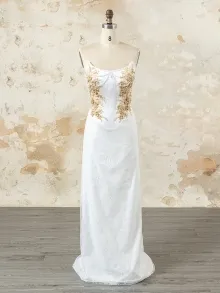 Lunss custom made ivory fitting wedding gown