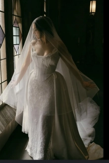 wedding gown with a fitting skirt