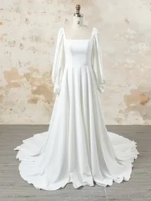 custom square neck wedding dress