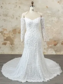 Lunss 3D floral mermaid wedding gown