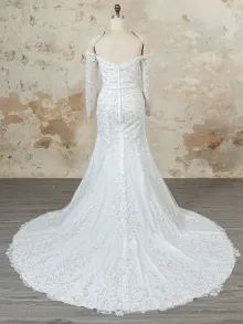 long sleeve mermaid custom wedding dress