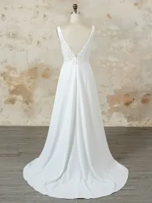 Lunss custom combined satin A line wedding dress