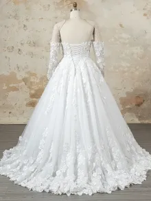 tulle and lace custom wedding dress