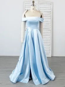 Lunss sky blue satin dress