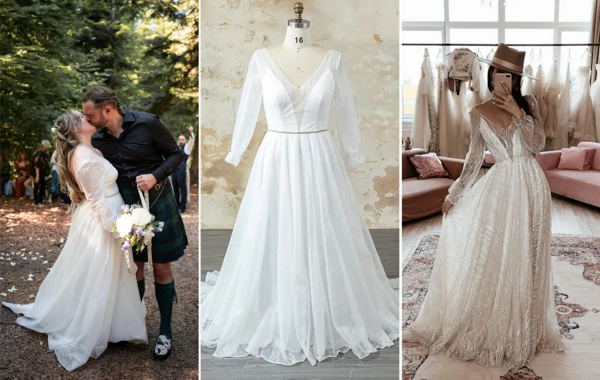 ivory sparkly A line and lace mini wedding dress designs