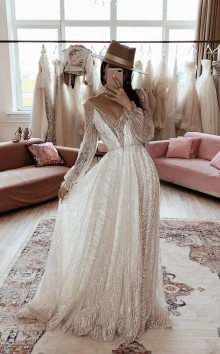 sparkling floor length slip wedding dress