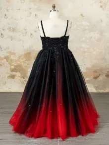 red and black fantasy ball gown