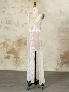 custom made full lining lace wedding dress