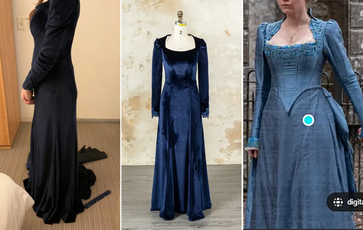 custom formal dress order blue velvet or satin