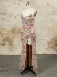 floral sequin sleeveless corset midi dress floral sequin sleeveless corset midi dress