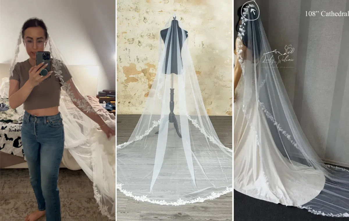 custom beaded cathedral mantilla veil