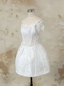 sparkly lace mini bridal dress