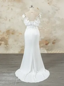 Lunss custom made white 3D floral dress