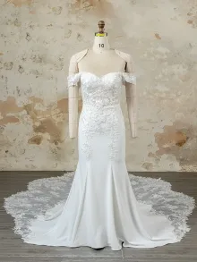 off shoulder wedding dress
