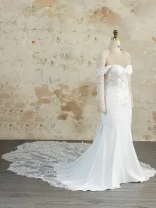 sweetheart neck off shoulder wedding dress