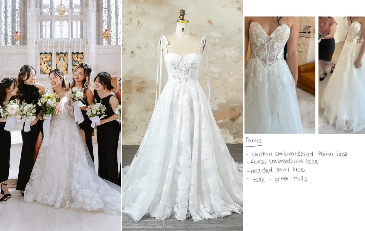 custom lace wedding dress and matching reception dress