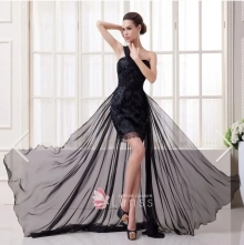 black dress with a removable skirt