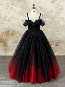 Lunss custom made black and red ombre dress