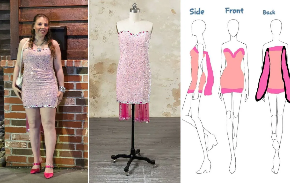 custom rhinestone sequin cape hot pink birthday dress