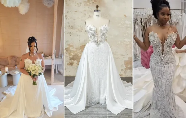 custom pearl beaded mermaid wedding dress with train