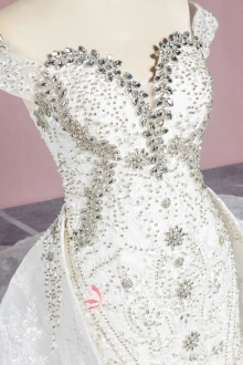 diamonds beaded sweetheart neckline with off the shoulder straps