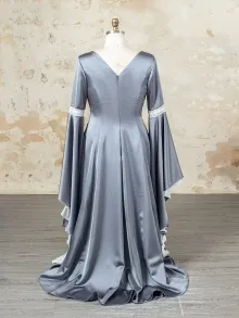 Lunss custom made renaissance grey satin gown