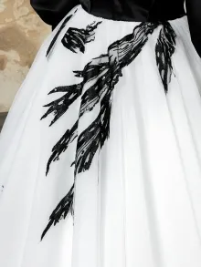 black and white lace applique gown