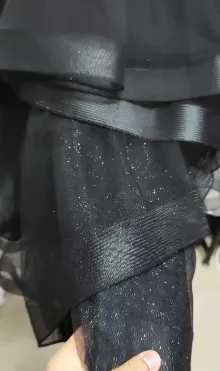 Lunss black glitter tulle ruffled gown