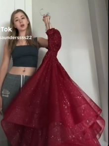 sparkles on the red dress
