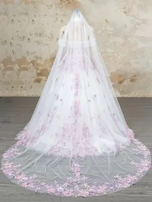 pink and purple floral lace wedding ball gown