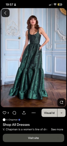 green damask dress