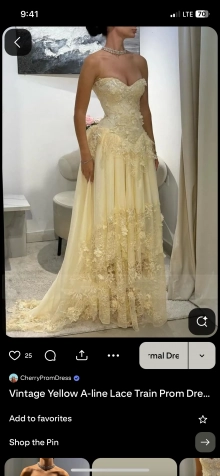 strapless yellow gown