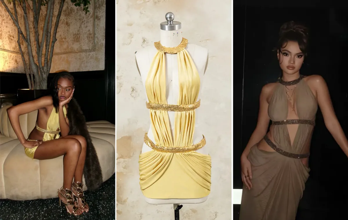 custom gold sexy 18th birthday party dress with cutouts