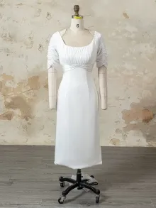 Lunss custom made tea length wedding dress