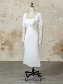 custom made tea length civil wedding dress