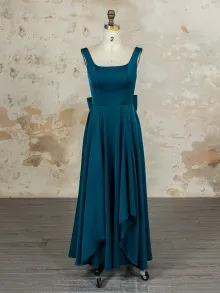 Lunss custom teal satin A line dress