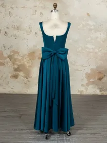 Lunss custom teal satin bridesmaid dress