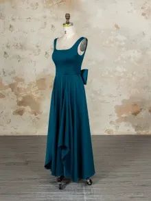 Lunss teal A line bridesmaid dress