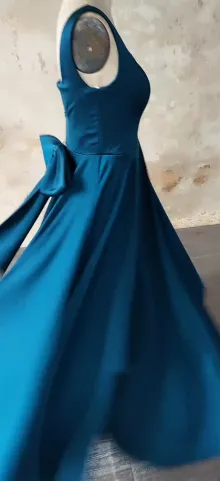 custom teal satin bridesmaid dress
