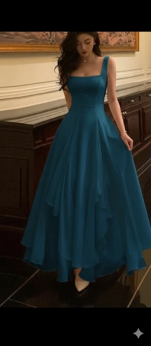 teal satin dress