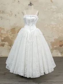 Lunss wintage lace basque waist corset wedding dress