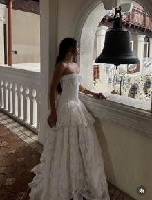 basque waist wedding dress