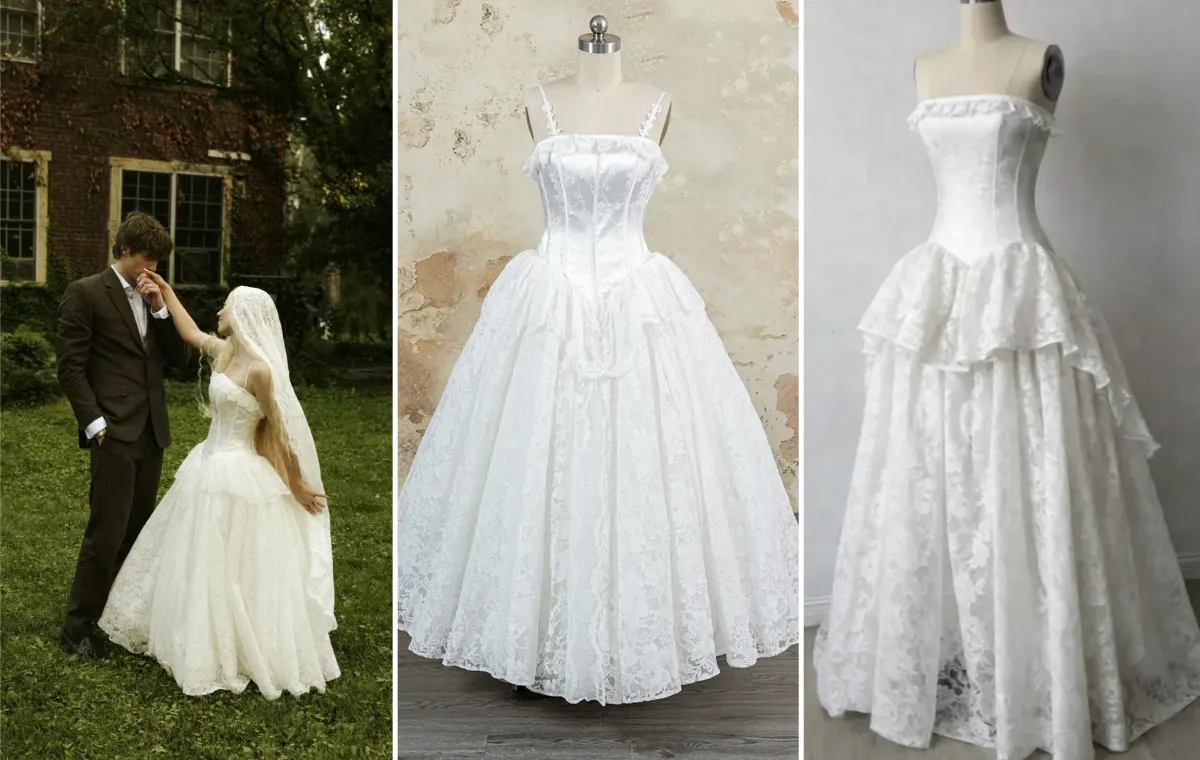 wintage lace basque waist corset wedding dress design