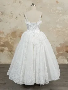 wintage lace basque waist corset wedding dress