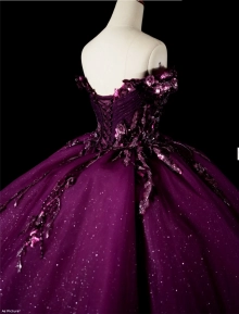 puffy plum ballgown