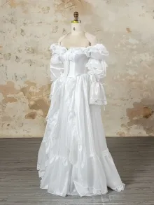 Lunss custom made off white taffeta wedding dress
