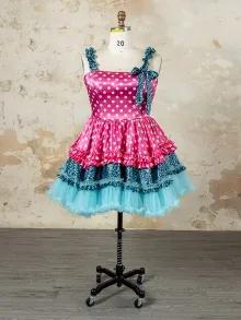 Lunss hot pink polka dot Gyaru mini dress